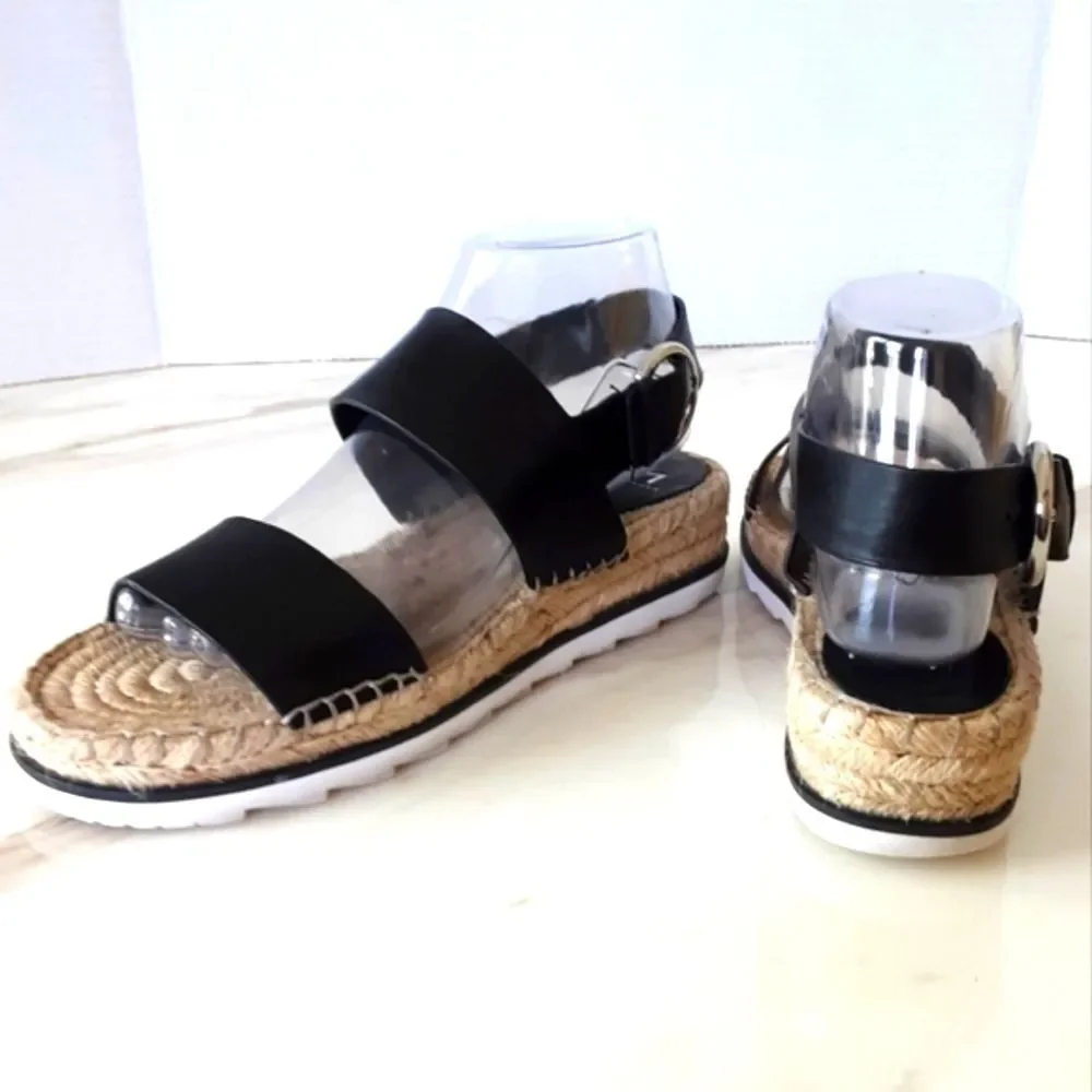 MARC FISHER DOUBLE STRAP ESPARDRILLE SANDAL SZ 7.5